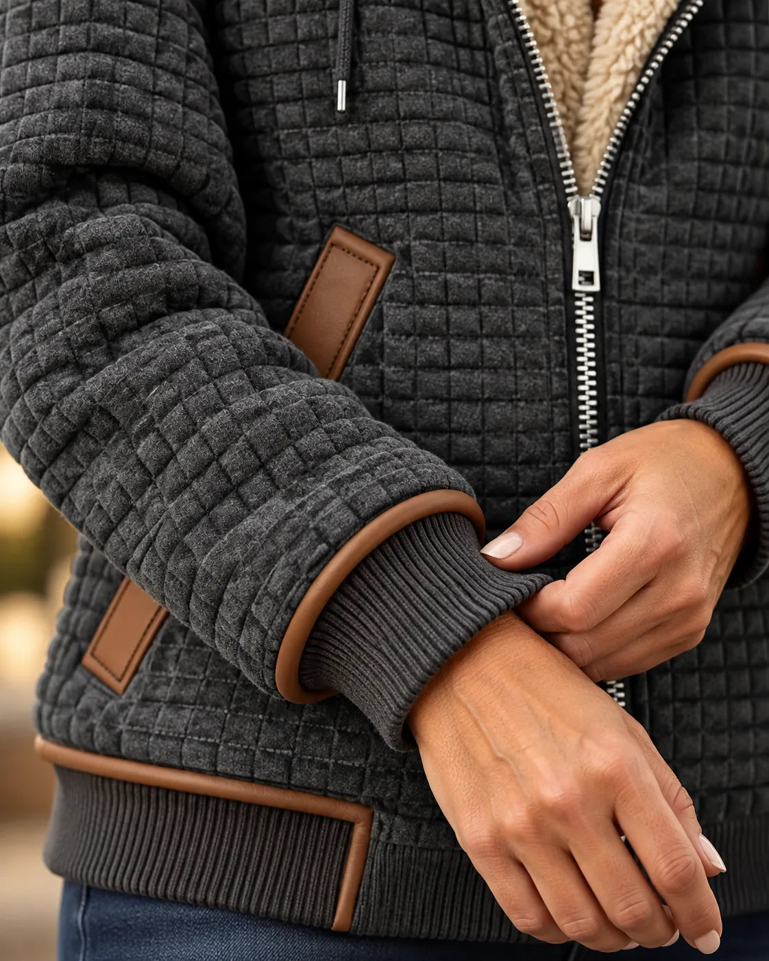Sandra | Sherpa-Lined Quilted Zip-Up Hooded Jacket