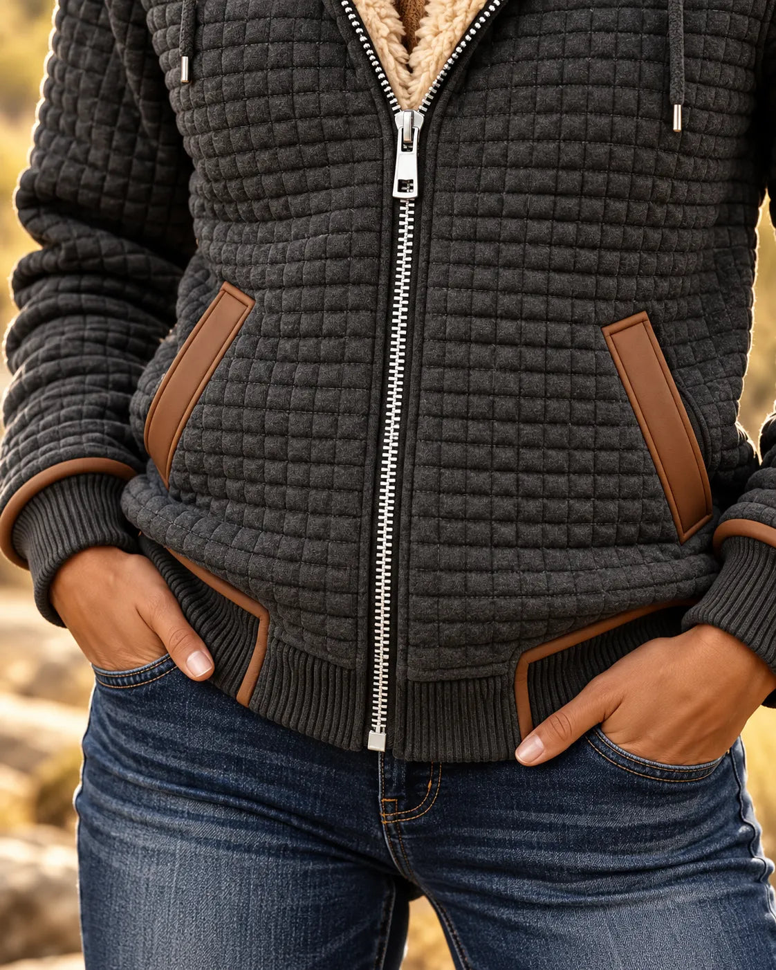 Sandra | Sherpa-Lined Quilted Zip-Up Hooded Jacket