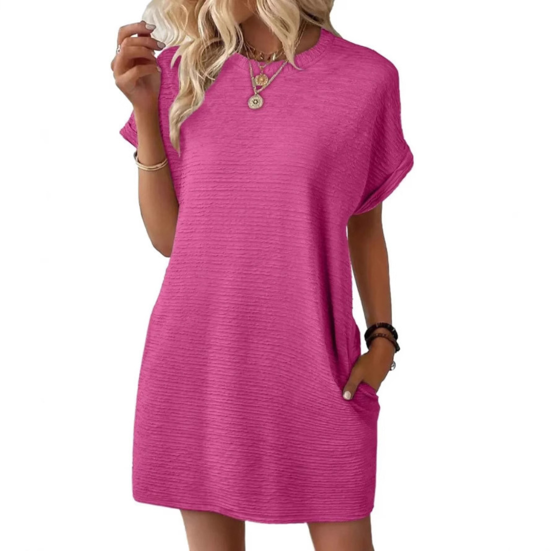 Evasha | Minimalist Round-Neck Summer Dress