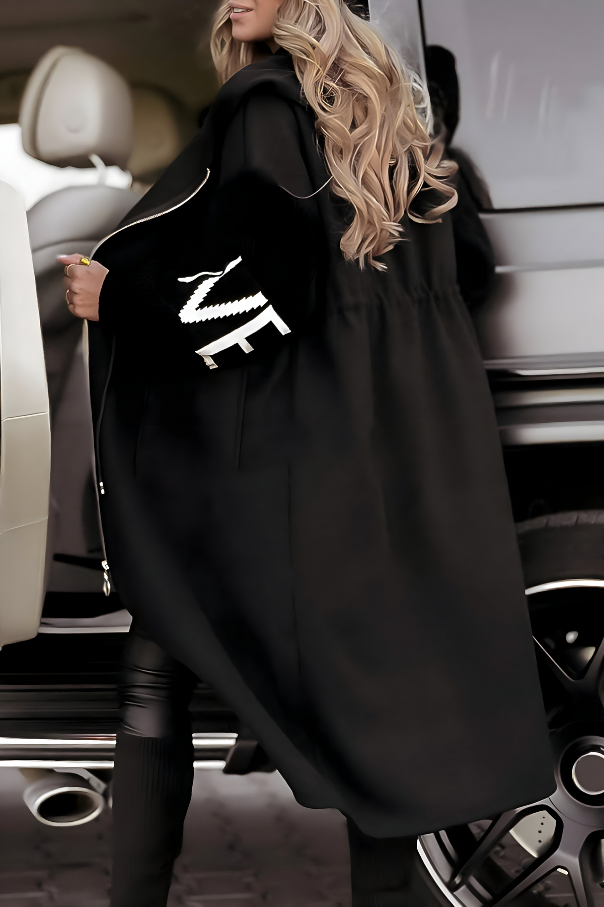 Elena | Knit-Sleeve Hooded Zip Coat