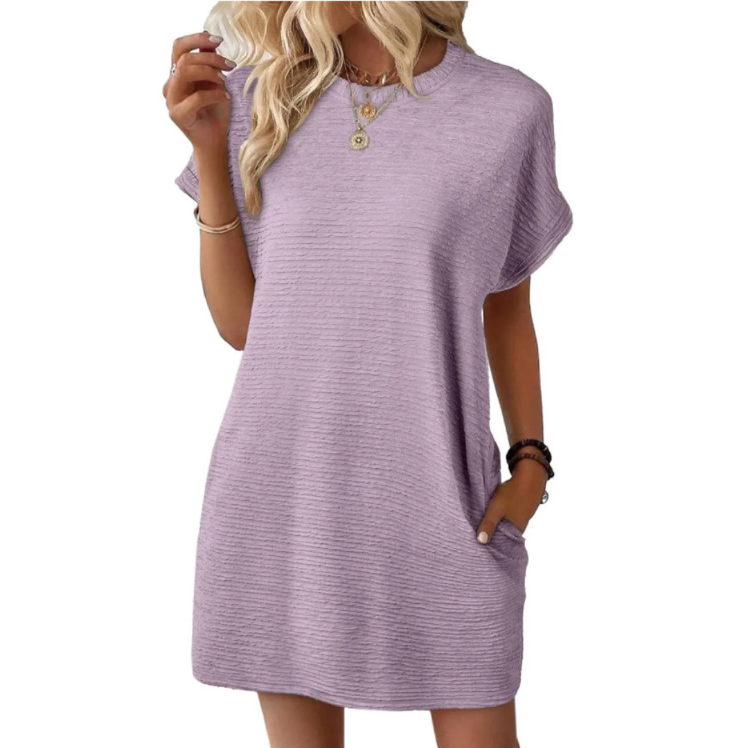 Evasha | Minimalist Round-Neck Summer Dress