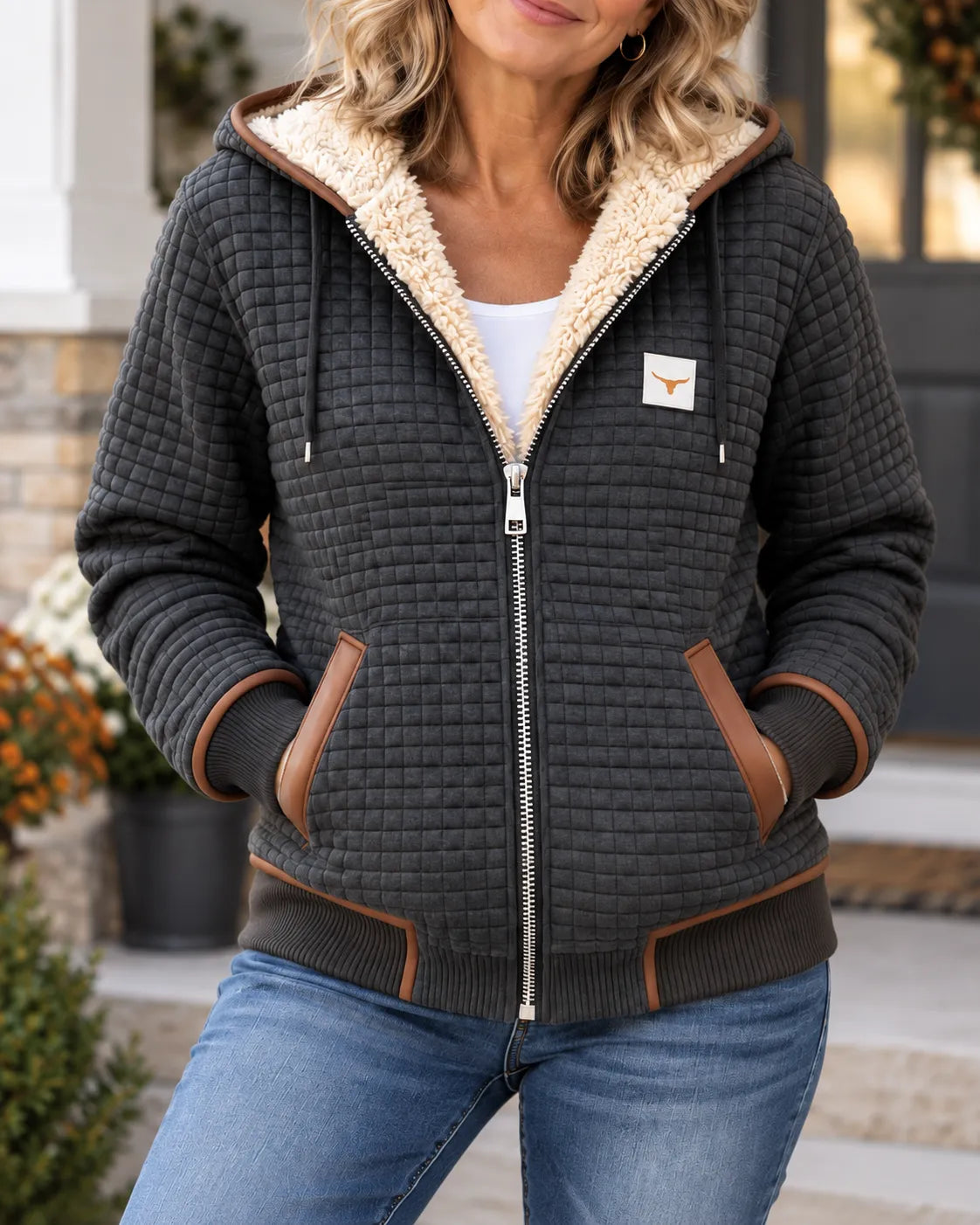 Sandra | Sherpa-Lined Quilted Zip-Up Hooded Jacket