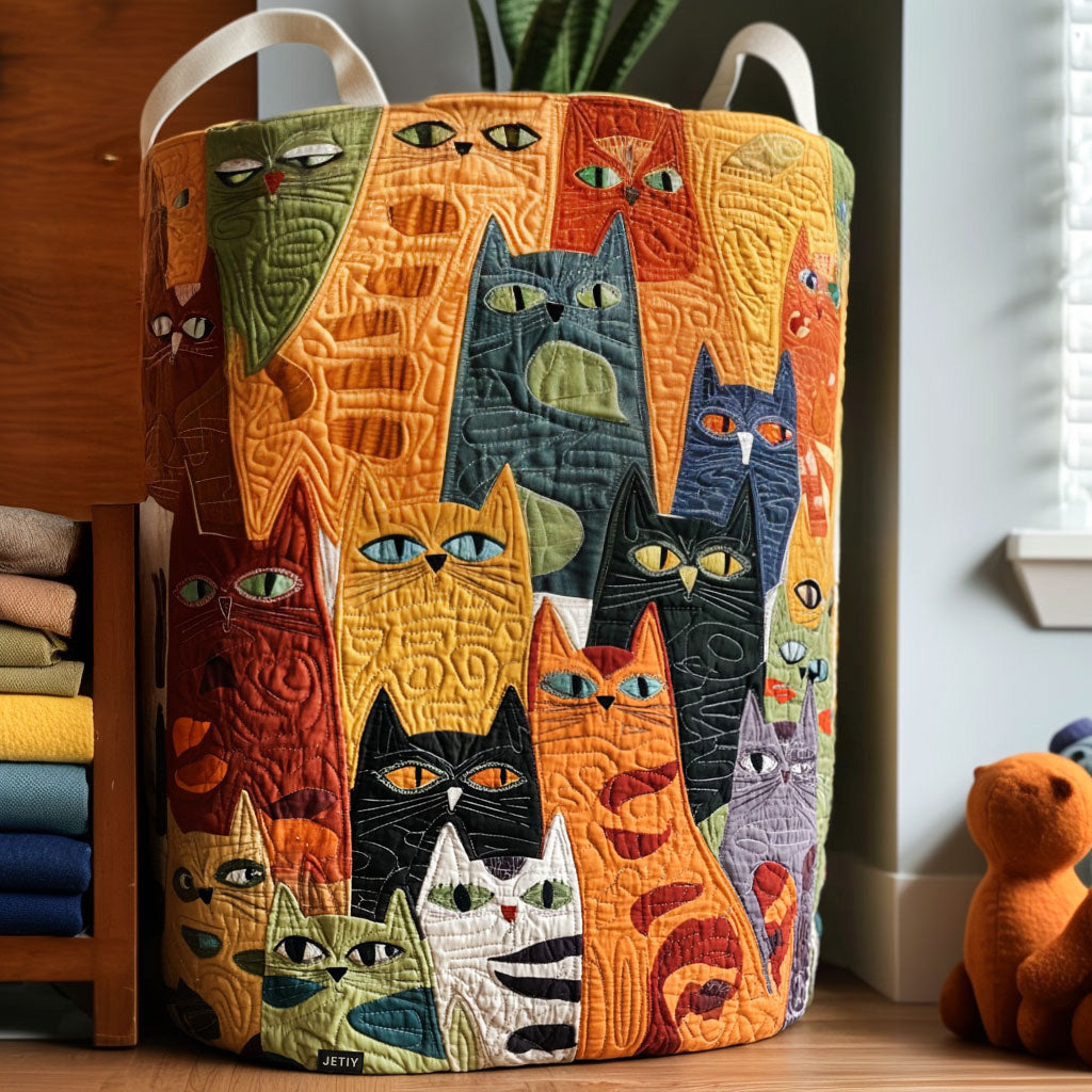 The Cat Lover's Basket – Handmade Quilted Laundry Basket