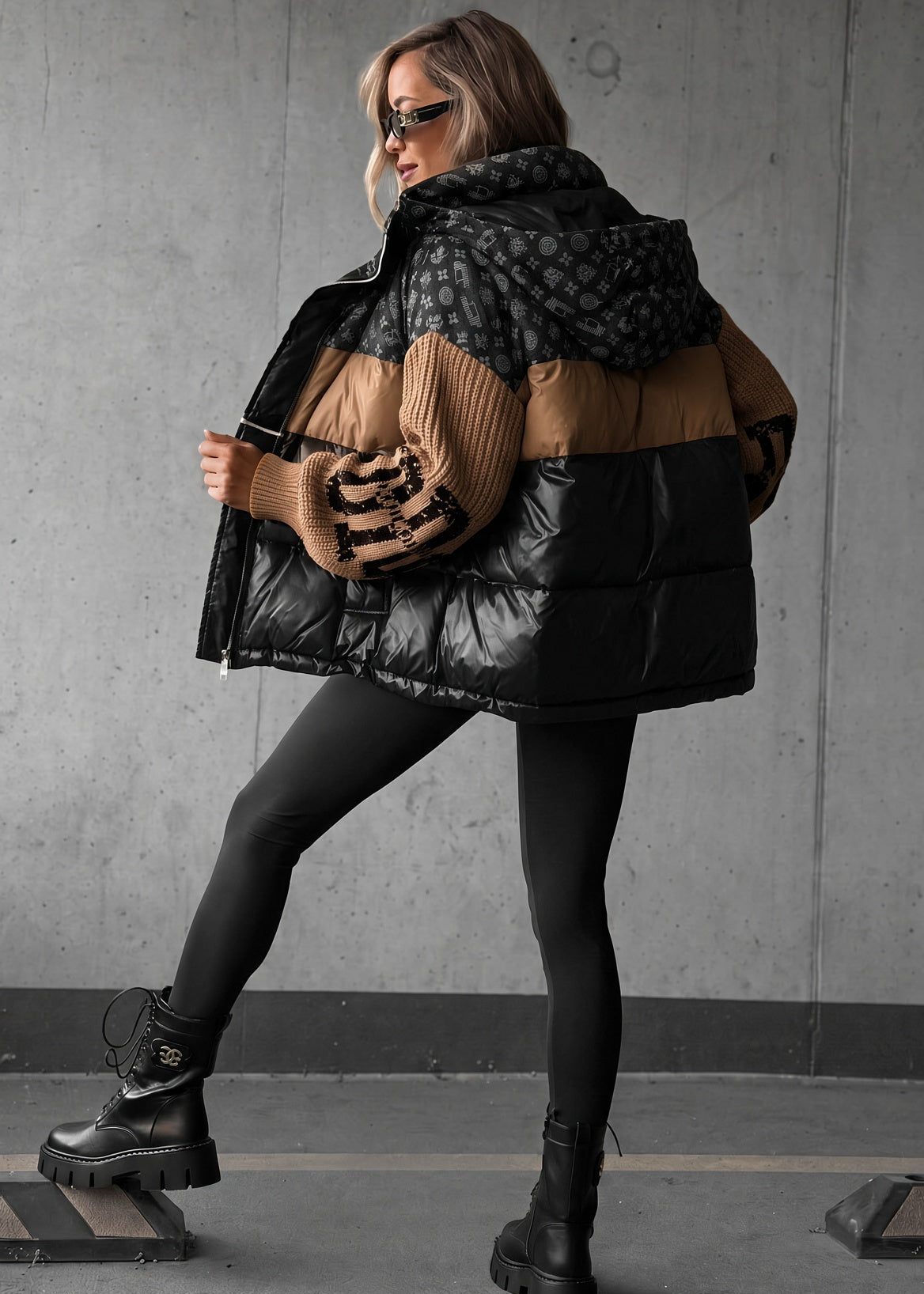 Natalie | Knit-Sleeve Puffer Coat