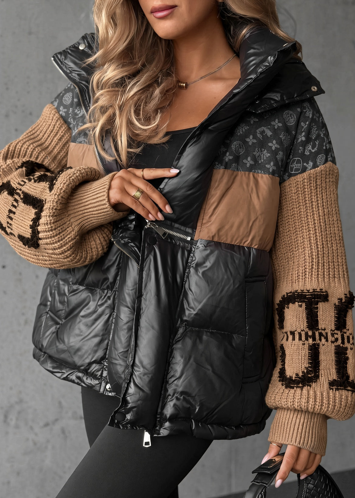 Natalie | Knit-Sleeve Puffer Coat