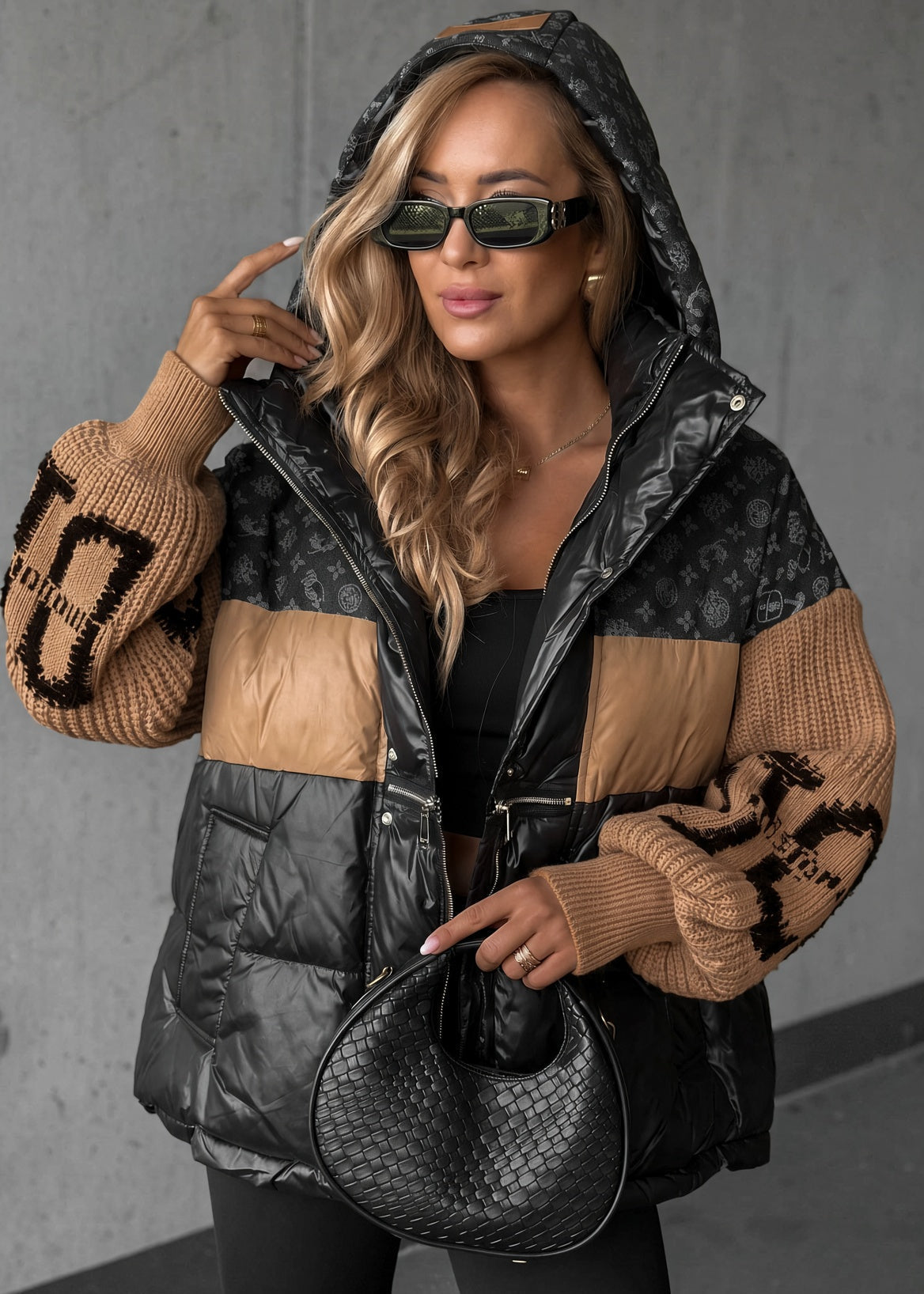 Natalie | Knit-Sleeve Puffer Coat