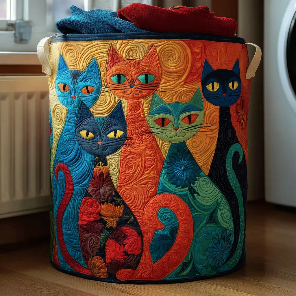 The Cat Lover's Basket – Handmade Quilted Laundry Basket