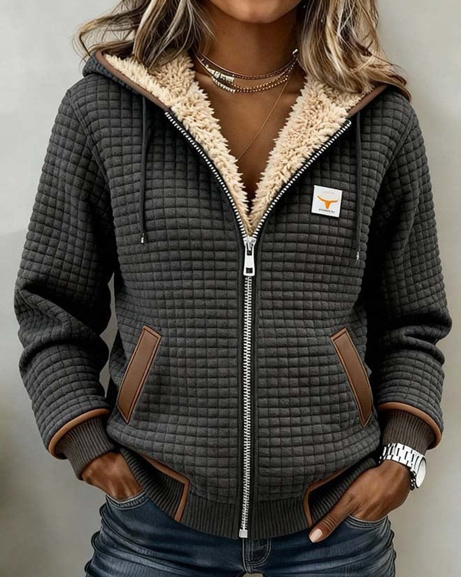 Sandra | Sherpa-Lined Quilted Zip-Up Hooded Jacket